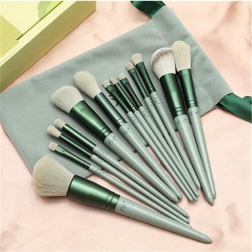 13pcs Natural Hair Makeup Brush Set Professional Beauty Foundation Powder Puff Blush Eye Shadow Eyebrow Brush Makeup Tool