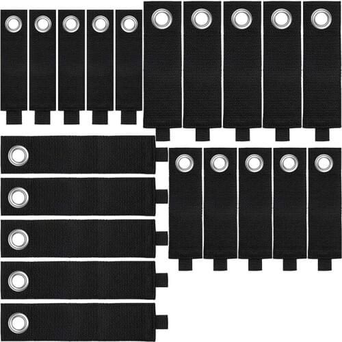 20Pcs Heavy Storage Straps Extension Cord Holder Organizer Black Hook and Loop Straps Adjustable Cable Tie Strap Holder