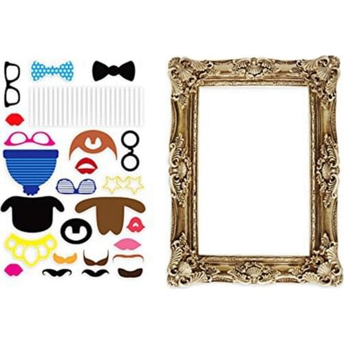 24Pcs/Set Party Photo Booth Props With Antique Paper Frame For Wedding PhotoBooth Birthday Funny Event Decoration Supplies