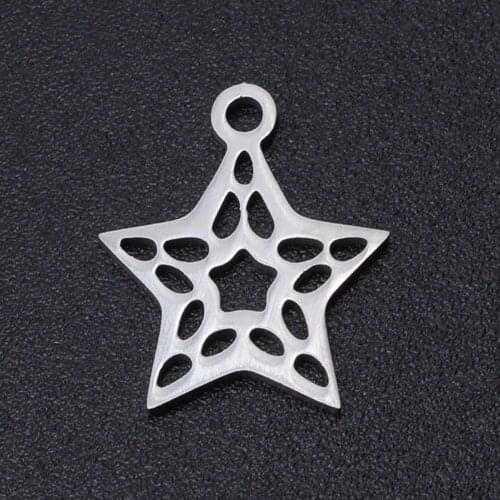 5pcs/lot 100% Stainless Steel Star Charms Wholesale DIY Necklace Bracelet Making Charms Accept OEM Order Top Quality