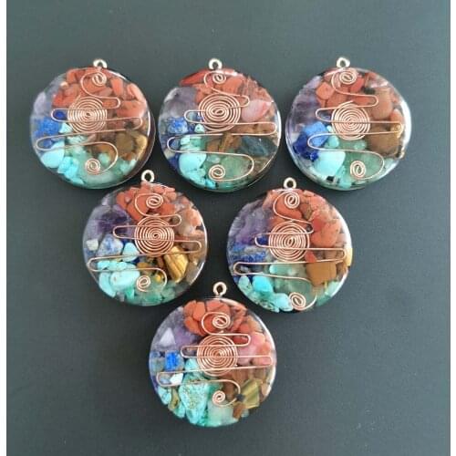 Fashion Handmade Winding wire Orgone retro Reiki Healing colorful 6pc natural stone pendant Accessories free shipping Wholesale