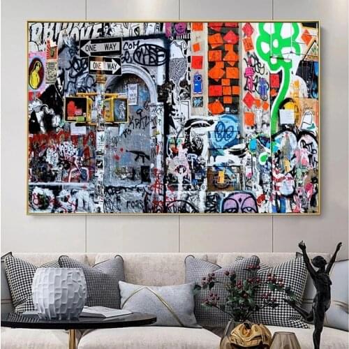 Abstract Urban Street Art Graffiti Canvas Painting Cuadros Posters and Prints Wall Art Picture for Living Room Home Decor