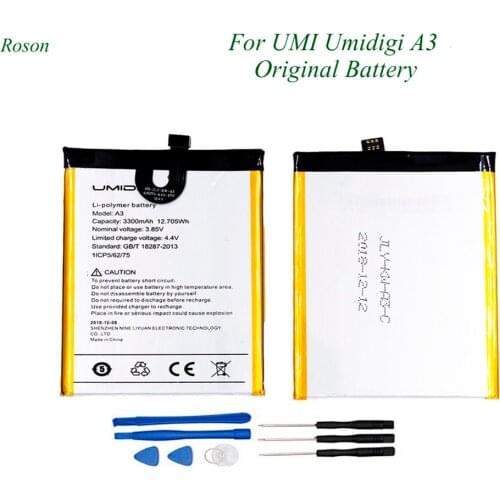 Roson For UMI Umidigi A3 A3 Pro Battery 3300mAh 100% New Replacement Parts Phone Accessory Accumulators With Tools