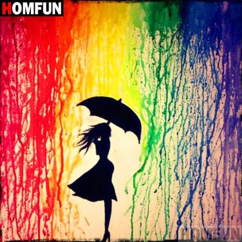 HOMFUN Full Square/Round Drill 5D DIY Diamond Painting "Girl umbrella" 3D Diamond Embroidery Cross Stitch Home Decor A18588