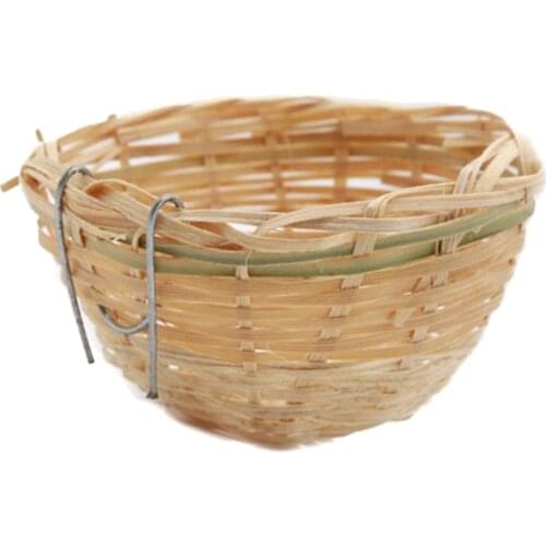 Handmade Bamboo Bird Nest Bird Rest Cave Cage House Nature Craft Ideal for Finch & Canary & Small Parrot Garden Home Decoration