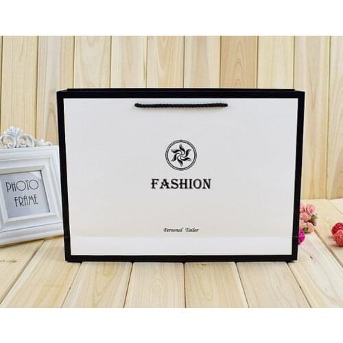 White Custom Printed Shopping Carry Reinforced Die Cut Handle Paper Bag With Logo,Recycled logo paper gift bag --XP2296