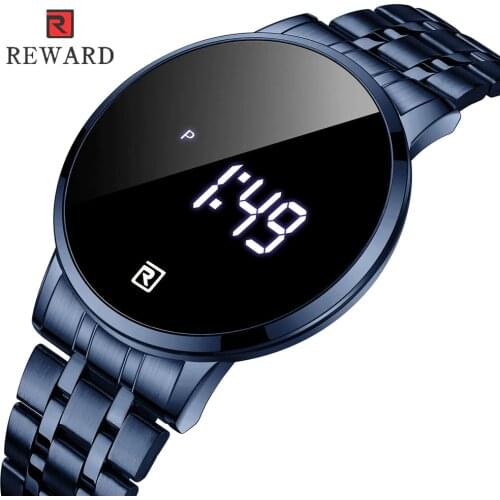 REWARD LED Digital Watch Men Top Luxury Brand Men Watches Fashion Touch Steel Band Waterproof Wristwatch Man Relogios Masculino