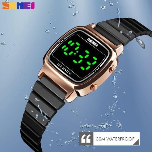 SKMEI New Luxury Digital Women Wristwatch Casual LED light Display Female Clock Fashion Waterproof Ladies Watches Reloj Mujer