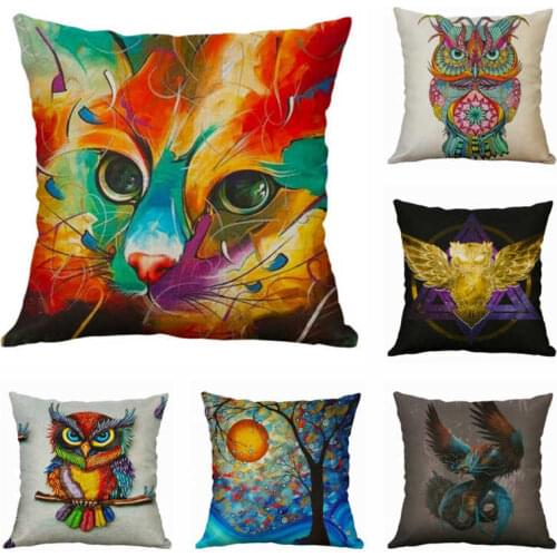 Animal Bird Owl Cotton Linen Pillow case Cushion Cover Sofa For Home Bedroom Decor Printing