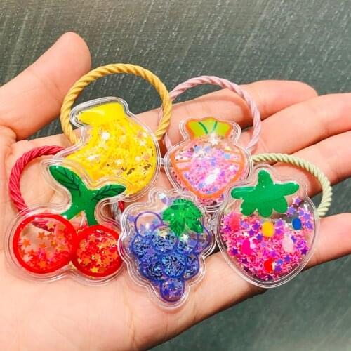 Kawaii Shiny Strawberry Hair Accessories Children Rubber Bands Scrunchies Elastic Hair Bands Girls Headband Decorations Ties