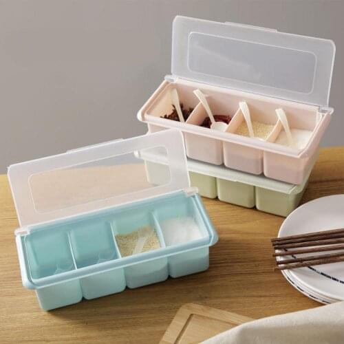 Eco-friendly Plastic Seasoning Jar Kitchen Condiment Box Wheat Pepper Salt Cans Herb Spice Containers Kitchen Tools With Spoon