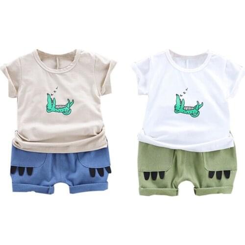 Kids Clothes Set Summer Caroon Boy Clothes Short Sleeve Cartoon Print Tops T-shirt+Shorts Children Casual Outfits Sets