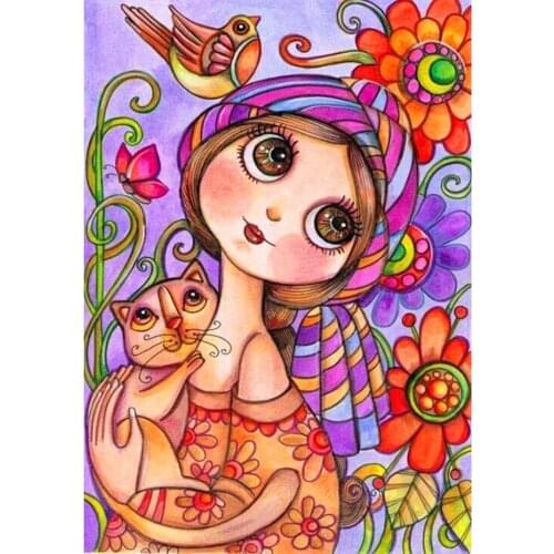 Kexinzu Full Square/Round Drill 5D DIY Diamond Painting "Flower girl" 3D Embroidery Rhinestone Cross Stitch Home Decor Gift Y103