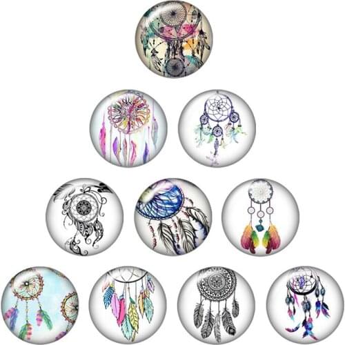 Dreamcatcher 10pcs mixed 12mm/16mm/18mm/25mm Round photo glass cabochon demo flat back Making findings ZB0210