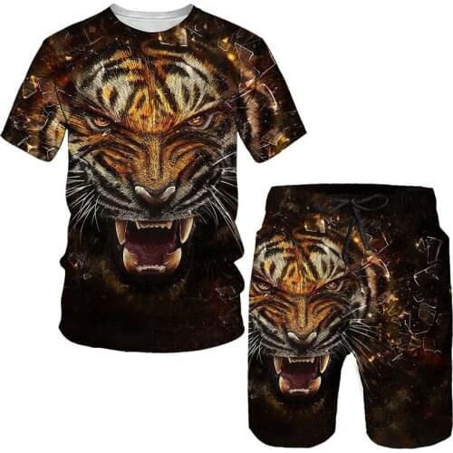 2021 Summer 3d Printing Mens T-shirt Shorts Suit Mens Sportswear Sportswear O-neck Short-sleeved Boys Clothing Printing Suit