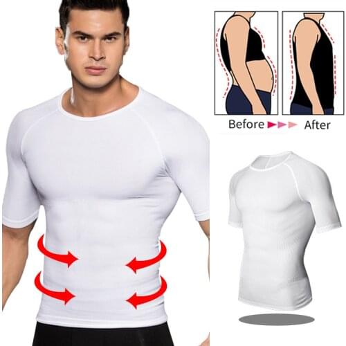 IYUNYI Men Hot Body Shapers Waist Trainer Corset T Shirt Men Body Slimming Shapewear Modeling Strap Male Compression T Shirt
