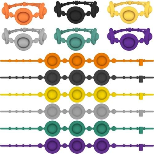 Soft Silicone Stress Reliever Wristband Rainbow Push Bubble Fidget Bracelet Sensory Squishy Squeeze Anti-stress Bracelet Gifts