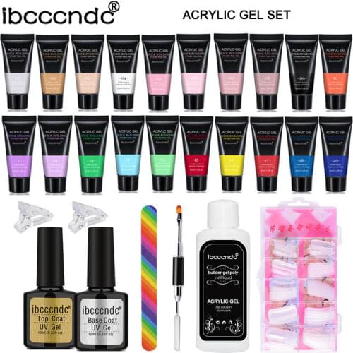 Polygels Set 20 Colors 30ml Poly Nail Gel Quick Builder Gel Polish With Base And Top Coat Slip Solution Brush Nail File Clips