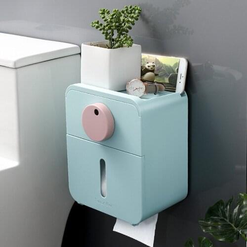 New Bathroom wallpaper towel box toilet paper towel holder kitchen organizer free punching paste waterproof paper towel rack