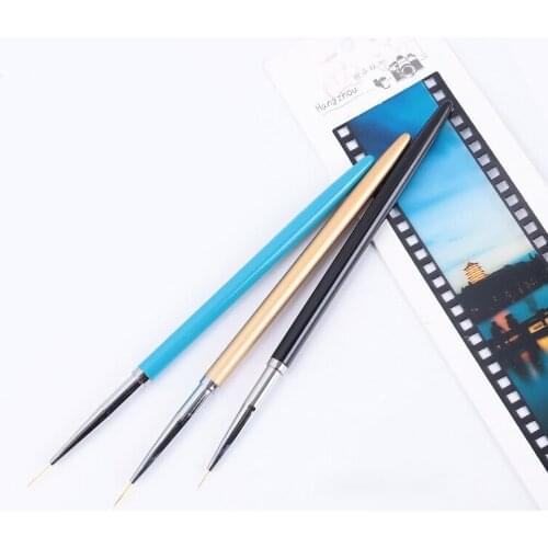 New 3Pcs Metal French Stripe Nail Art Liner Brush Set 3D Tips Manicure Ultra-Thin Line Drawing Pen UV Gel Brushes Painting Tools