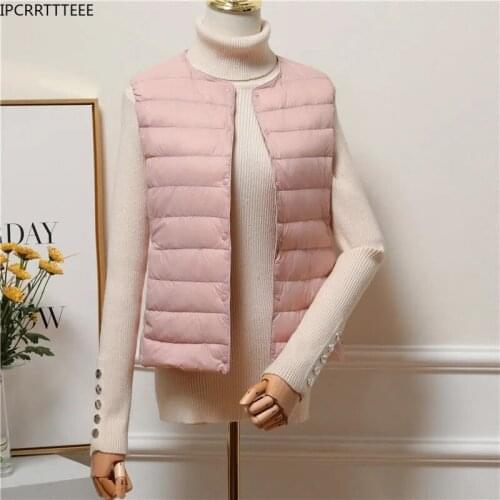 Autumn Winter 90% Ultra Light White Duck Down Women Vest Thin Coat Women Duck Down Sleeveless Jacket