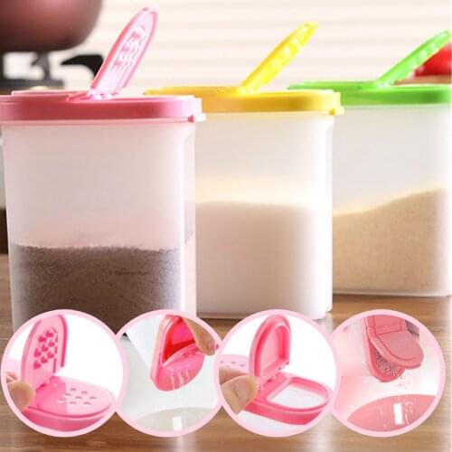 3 Color 250ml Plastic Oval Double Lid Storage Box Food Seasoning Container Kitchen Spice Box Jar Double Lid Cereal Seasoning Box