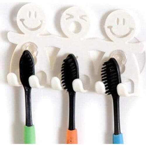 Portable Home Suction Hooks 5 Position Tooth Brush Holder Bathroom Sets Cute Cartoon Sucker Toothbrush Holder Key Hook Kids Gift