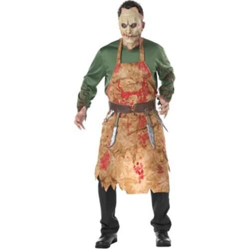 Drop Shipping Zombie Halloween Costumes For Adults Men Terror Bloody Butcher Costume Carnaval Mans Chef Clothes 85950ps