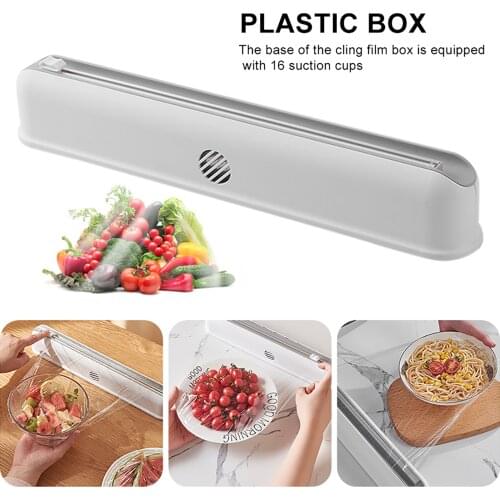 Food Wrap Cutter - Cling Film Cutter Refillable Foil Film Dispenser White, Smoothly Cutting, Home Kitchen Supplies