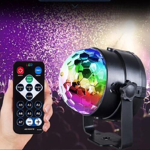 RGB Disco Ball Party Lights DJ Disco Light LED Projector Strobe Lamp Party Club Bar Sound Activated Stage Lighting Effect