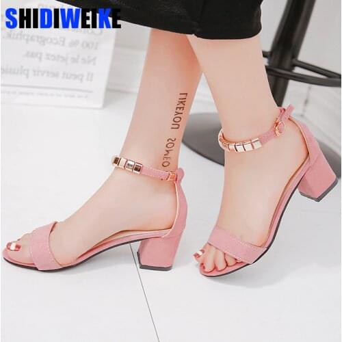 Metal String Bead Summer Women Sandals Open Toe shoes Womens Sandles Square heel Women Shoes Korean Style Gladiator Shoes m668