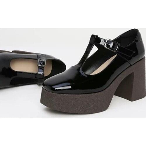 New Brand Women Pumps Spring Autumn Square Sexy High Heels Platform Shoes Woman Sweet Dress Party Casual Black Mary Janes Pumps