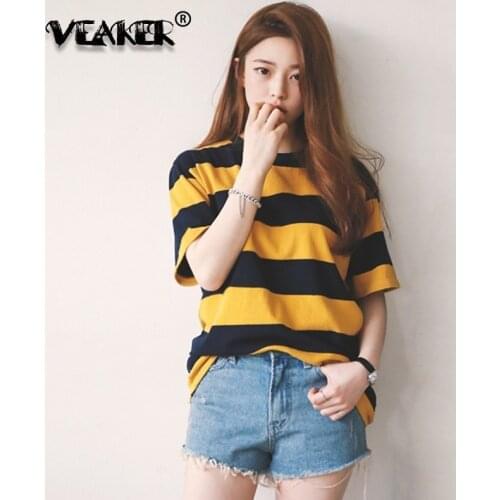 Женские полосатые футболки VEAKER China At AliExpress