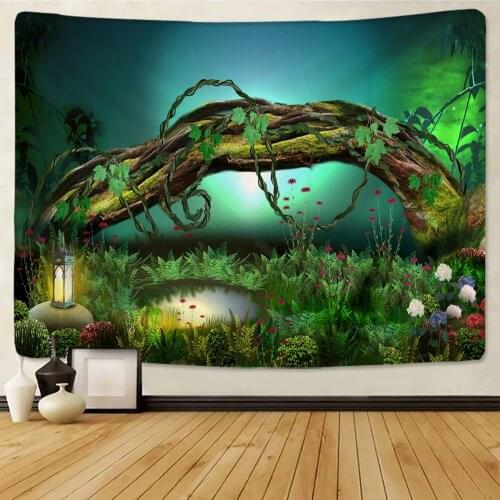 Magic Forest Tapestry Modern Psychedlic Mandala Tapestry Hippie Room Wall Rectangle Hanging Blanket Art Home Decor