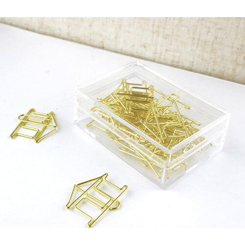 Gold House Paper Clip Shape House Pin Gold Office Supplies Folder Stationery Paper Clips Office Accessories Klips Paperclip