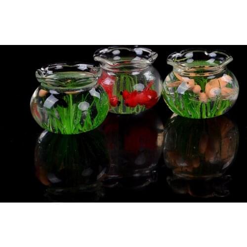 1:12 Dollhouse Miniature Glass Fish Tank Transparent Aquarium Dollhouse Ornaments Pretend Play Toy Kids Toys
