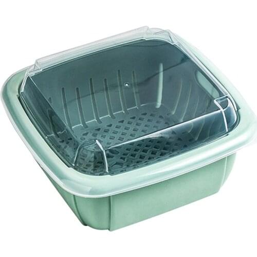1pc Kitchen Draining Basket Sink Colander Vegetable Fruit Washing Basket Fridge Preservation Box