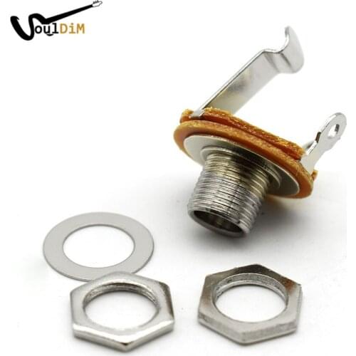 20pcs 6.35mm Jack 2-Conductor Switchcraft Mono Chassis Guitar Pickup Nickel Panel Jack Plug Input Output Guitar Parts