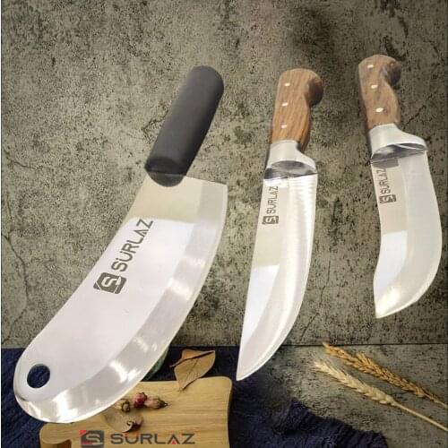 3 PCS SürLaz Kitchen Knife Set Meat Chopping Slicing Vegetable Cutter Cleaver Kitchen Knives Stainless Steel