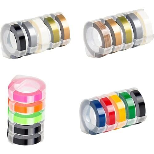 5 Rolls Of Dymo 3D 12mm Pvc Compatible Embossed Label Tape For Dymo 1610 12965 1880 1540 Motex E101 E202 E303 Manual Printer