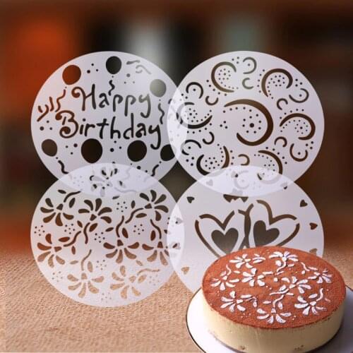 AIWILL 12 pieces Cake sugar powder spray pattern cartoon coffee mousse cake plastic spray spray pattern