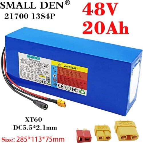 48V 20Ah 21700 Lithium Battery pack 13S4P 1200W High Power ebike battery 54.6V Electric bicycle Scooter motorcycle with 25A BMS