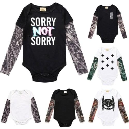 Tattoo Sleeve Newborn Clothes Baby Boy Bodysuit Unisex Toddler Jumpsuit 100% Cotton Premature Clothing Girls Shirt Costumes 0-3Y