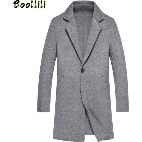 Boollili Spring Autumn 100% Wool Coat Men Long Jacket Korean Fashion Mens Coats and Jackets Erkek Mont 2020