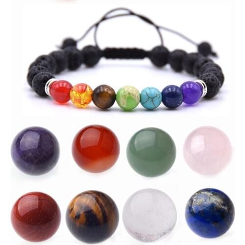 7 Chakra Stone Spheres Collection Women Men Healing Yoga Quartz Crystal Bracelet Bangle Pendant Necklace Gift Box Friends