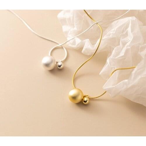 925 Sterling Silver Charms Ball Pendant Necklace For Women Teen Girls Jewelry Gifts Valentines Day Birthday Choker Snake Chain