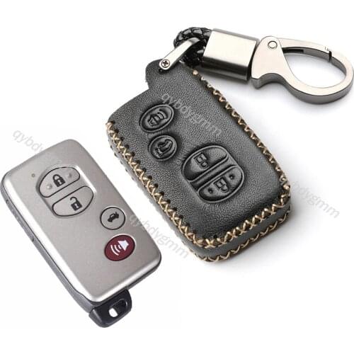 Genuine Leather Car Remote Smart Key Case Cover Holder Shell Fob Keychain Bag For Toyota Camry Avalon 2006-2010 Accessories