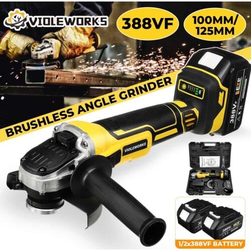 388VF 100/125mm Brushless Cordless Electric Angle Grinder Rechargeable Variable Speed Angle Grinder Tool With 1/2PC Battery