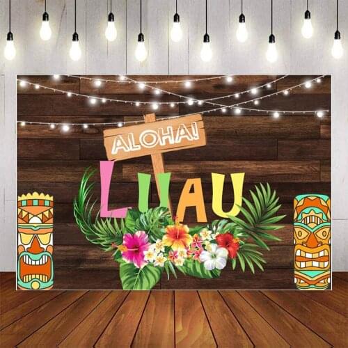Mehofon Aloha Rustic Wooden Photography Background Summer Tropical Floral Flower Hawaiian Beach Luau Party Backdrop Photo Studio