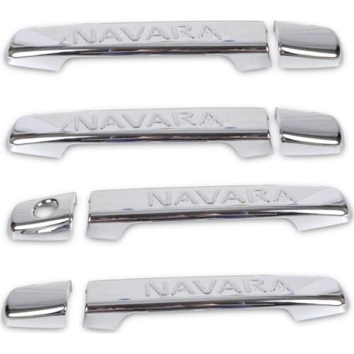 FUNDUOO New Chrome Side Door Handle Cover Trim Sticker For Nissan Navara Frontier D40 4 door 2005 2006 2007 2008 2009